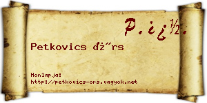 Petkovics Örs névjegykártya